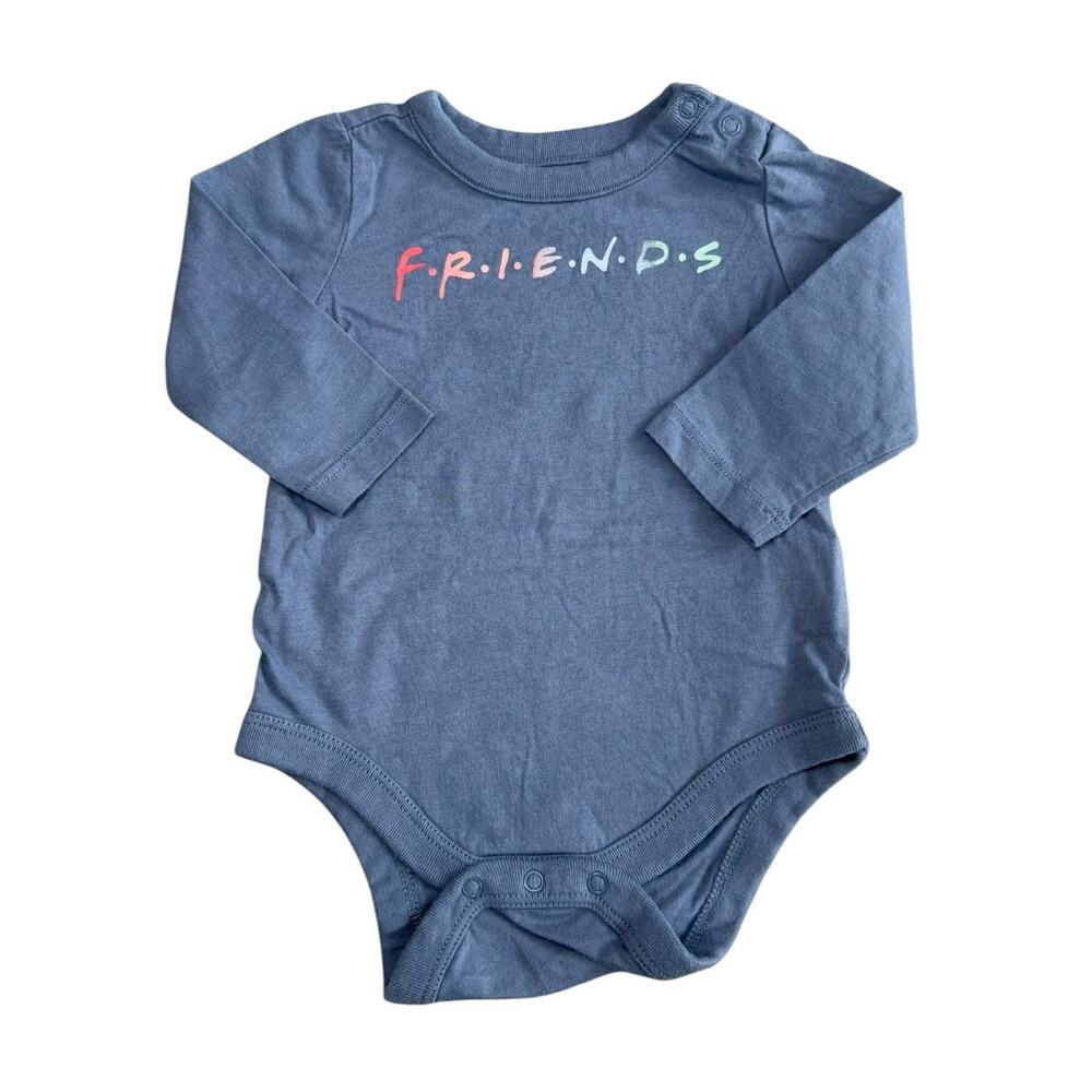 Baby Gap Long Sleeve Bodysuit Baby Girl Friends Blue 3-6 Months